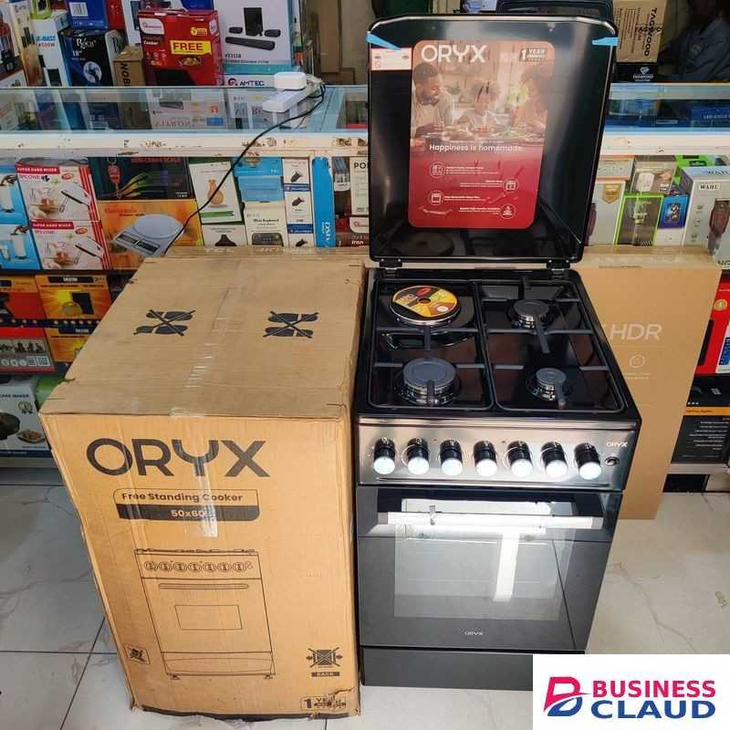 50cm x 60cm Standing Cooker with 3 Gas Pipe Burners + 1 RAPID Hot Plate and Electric Oven