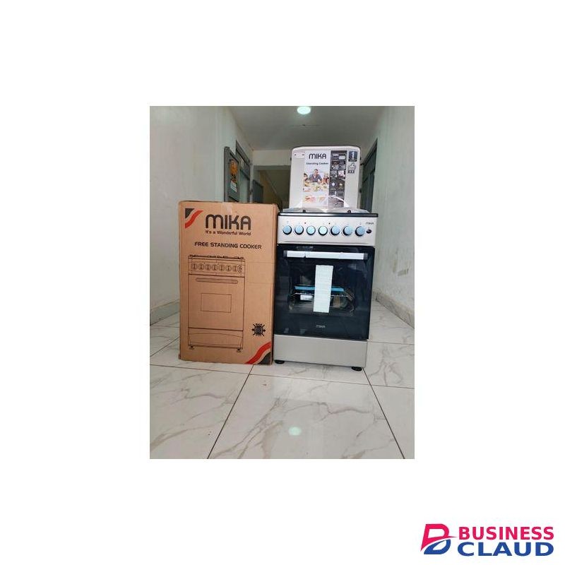 Standing Cooker, 50cm X 60cm, 3 Gas Pipe Burners + 1 RAPID Hot Plate, Button Ignition, 3 Function Electric Oven, Black Hob, Silver Body