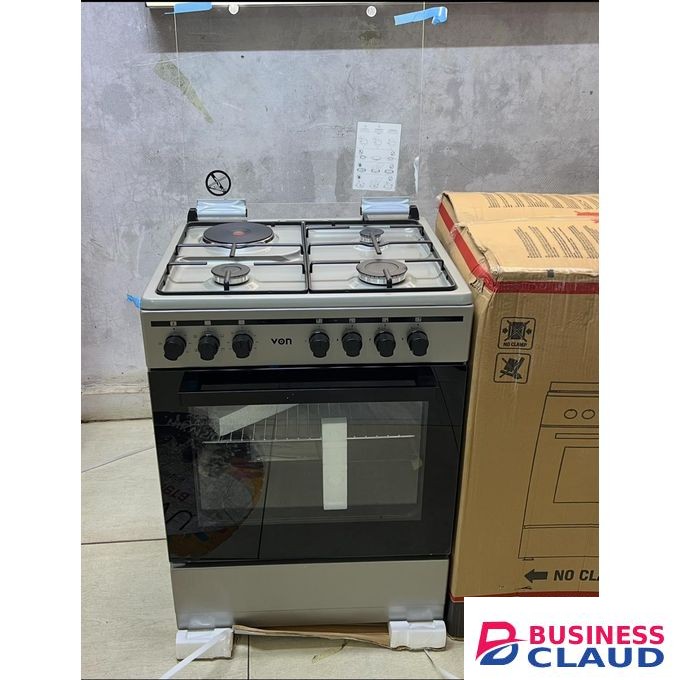 VON Cooker 60*55, 3+1 Rapid Hotplate, Turbo Fan, Flame Failure Device, Cast Iron Pan Support, ELECTRIC OVEN