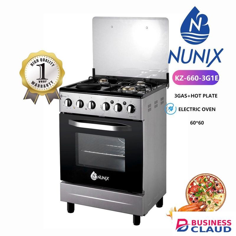 Nunix KZ-660 Free Standing 3 gas + 1 Electric plate and Oven