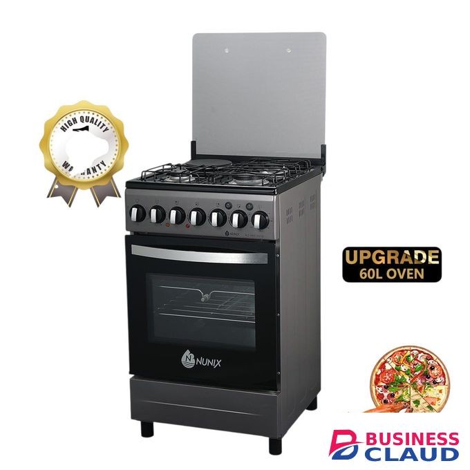 Nunix x Free Standing Cooker 3+1 electric Hotplate with Gas Oven