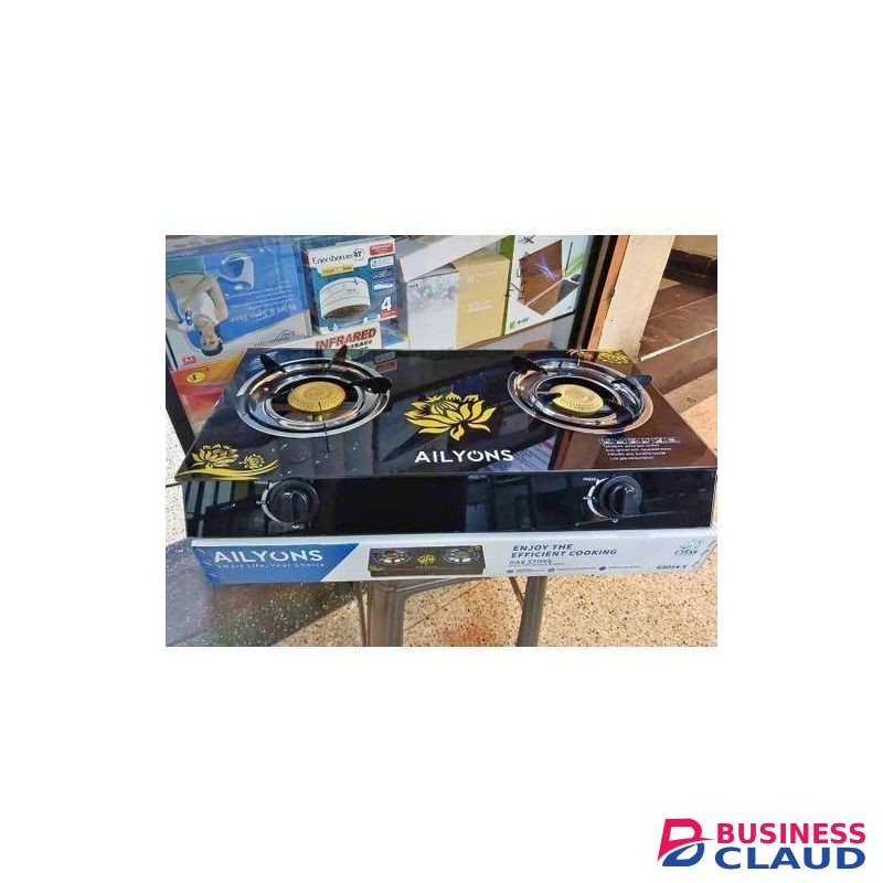AILYONS Table Top Double Burner Glass Gas Stove Cooker