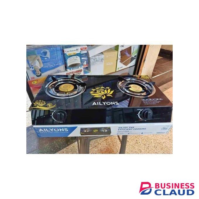 AILYONS Table Top Double Burner Glass Gas Stove Cooker