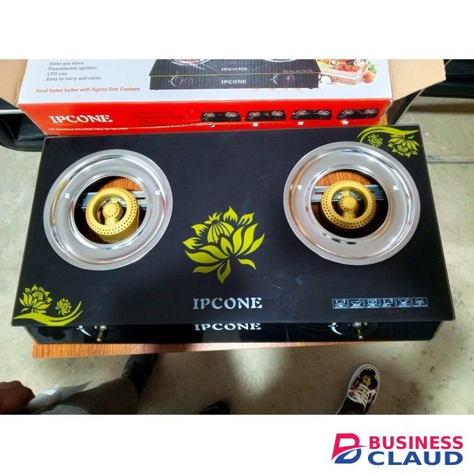 IPCONE Glass Top Double Burner Gas Stove/cooker