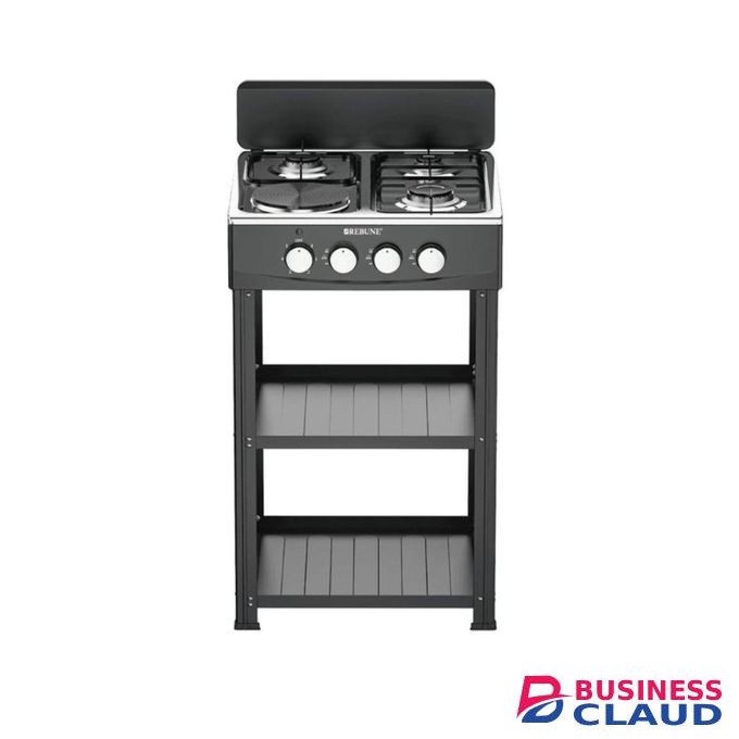 Rebune Gas Stove Cooker With Shelves 3gas + 1Electric Hotplate Automatic iginition black 1yr warranty