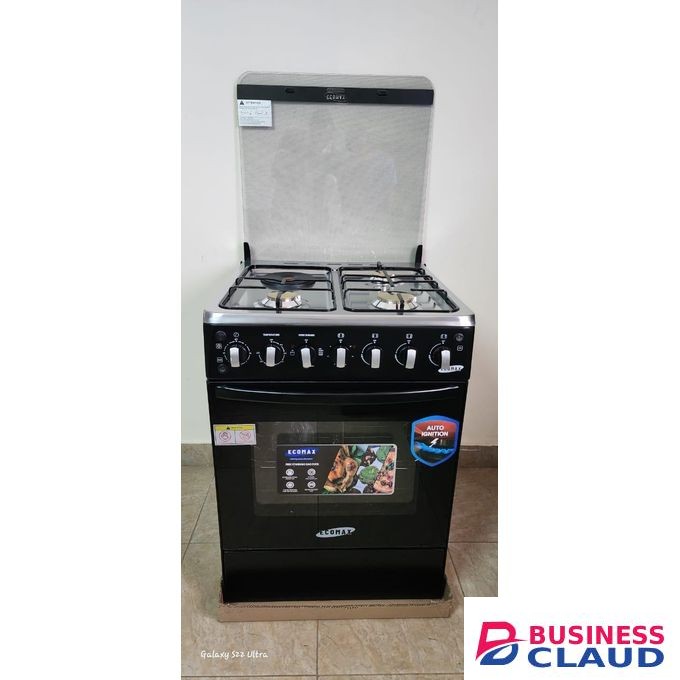 Ecomax 60by60cm 3gas cooker +1hotplate and electric oven standing cooker