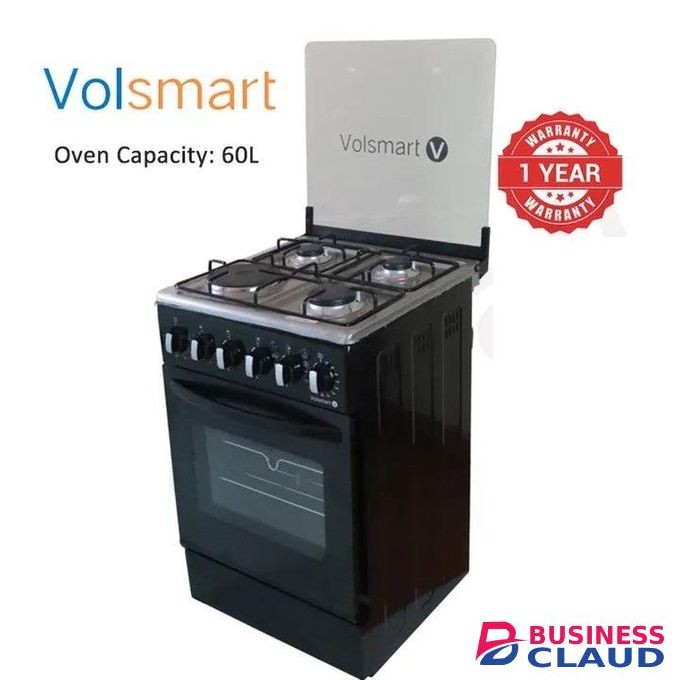 VOLSMART 50cm x 50cm, 3 Gas +1 Electric HotplateFree Standing cooker with Electric Oven