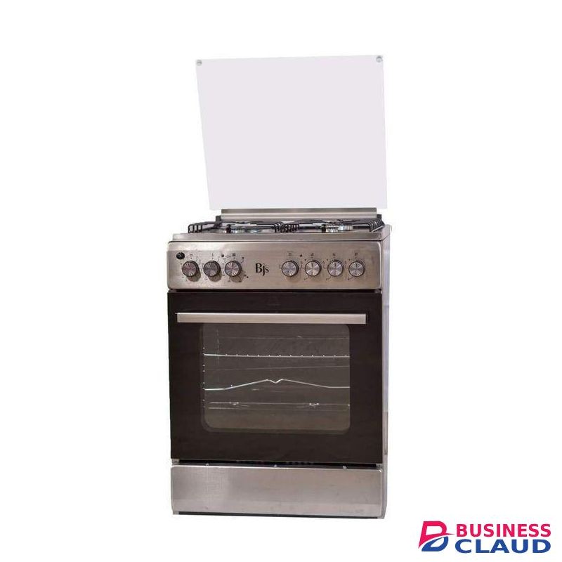 BJ's Standing Oven Cooker 3 Gas+1 Hotplate of 1000W, Electric Oven with Turbo Fan - Silver/Inox