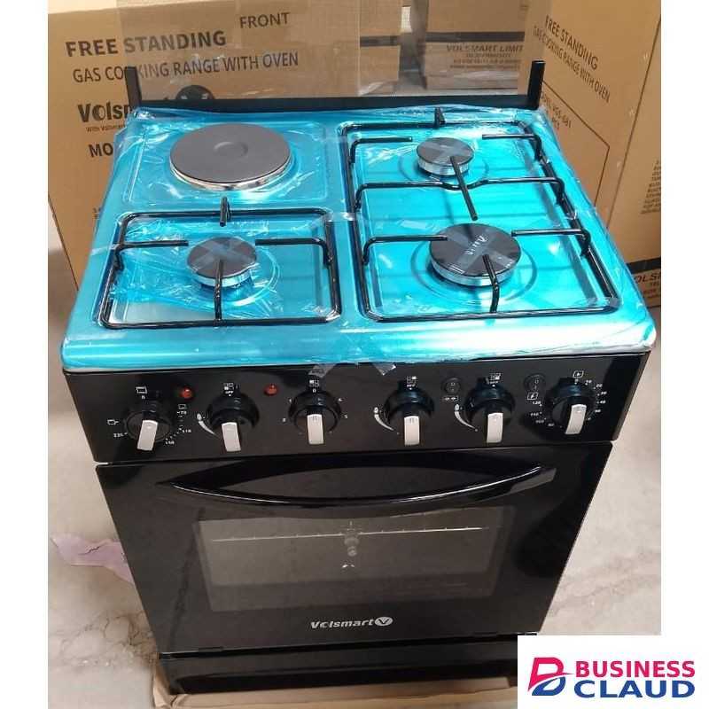 VOLSMART Standing Gas Cooker - 60*55, 3 Gas Jet Burners + 1 Hot Plate, Electric Oven