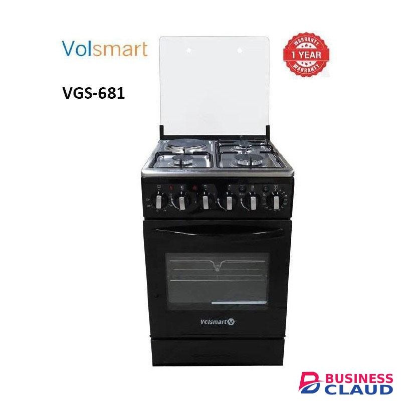 VOLSMART 60x55, 3 Gas Jet Burners + 1 Hot Plate, Electric Oven & Rotisserie Standing Gas Cooker