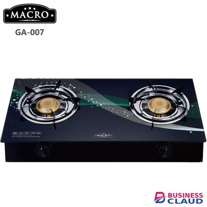 Macro Double Burner Glass Top Table Top Gas Cooker Stove