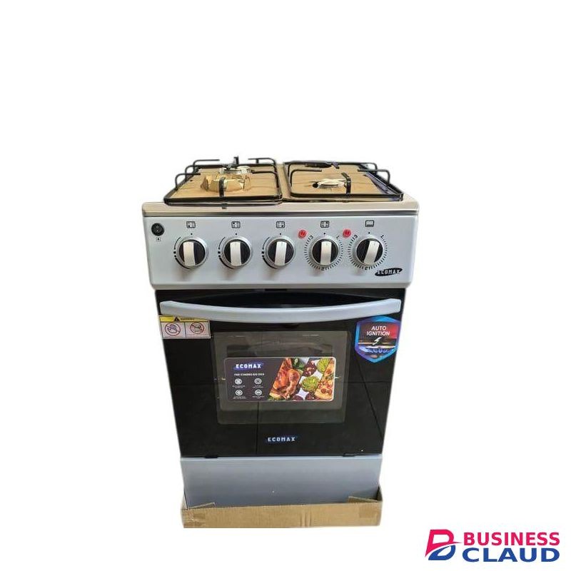 Ecomax Full Gas Standing Cooker with Gas Oven and Glass Lid + Free Gifts.