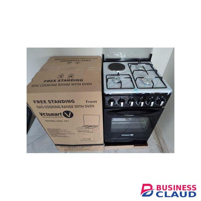 VOLSMART Standing Cooker 50×55 – 3 Gas Burners, Hot Plate & Electric Oven+FREE 13KG REGULATOR+GAS PIPE