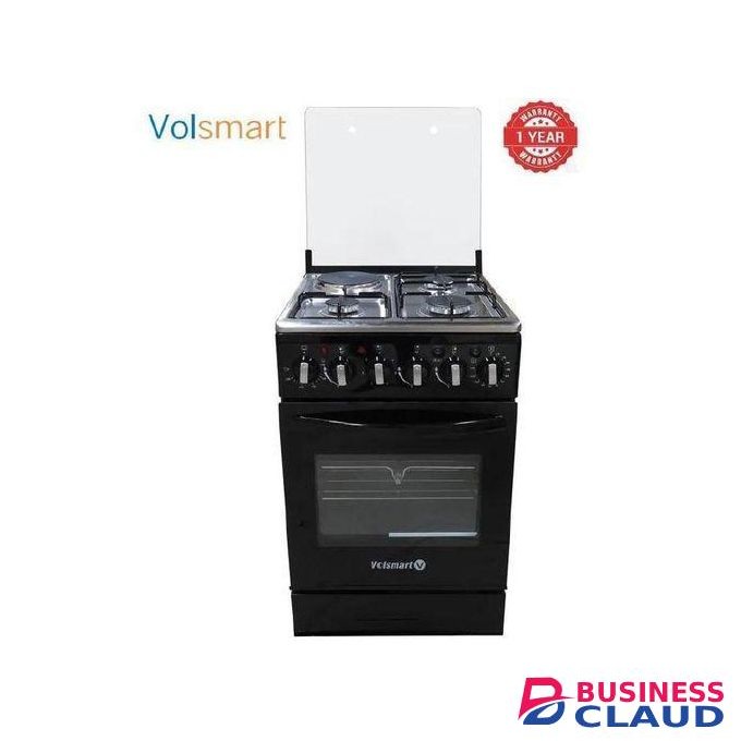 VOLSMART 3 Gas +1 Electric Free Standing cooker with oven - Black