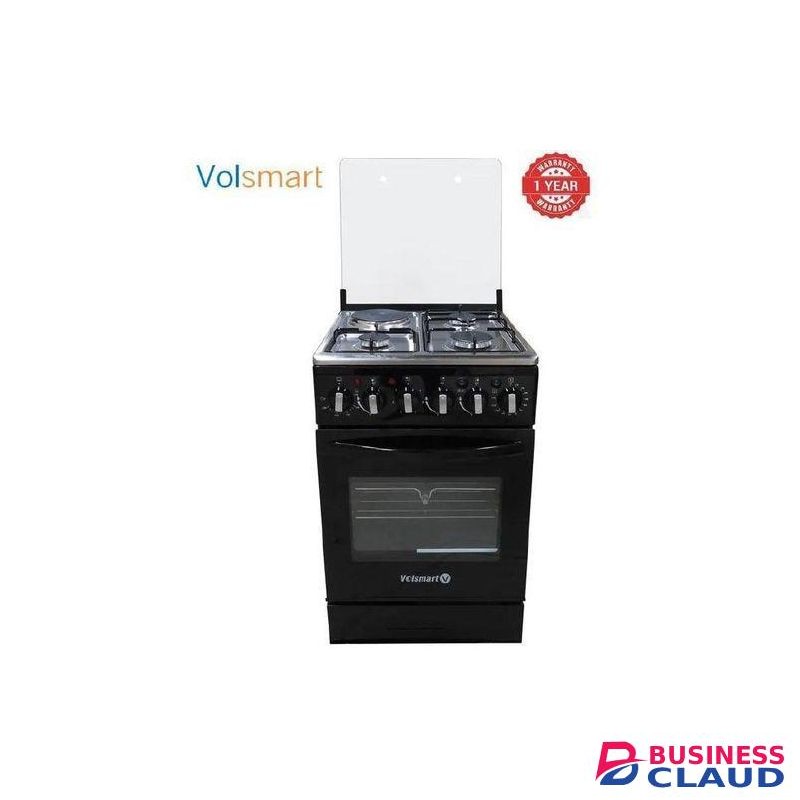 VOLSMART 3 Gas +1 Electric Free Standing cooker with oven - Black