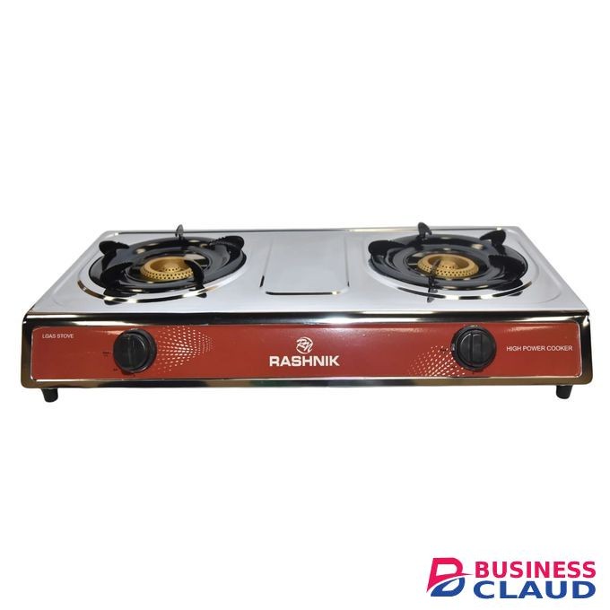 Rashnik Silver Two Burners Gas Cooker Stove Stainless Steel