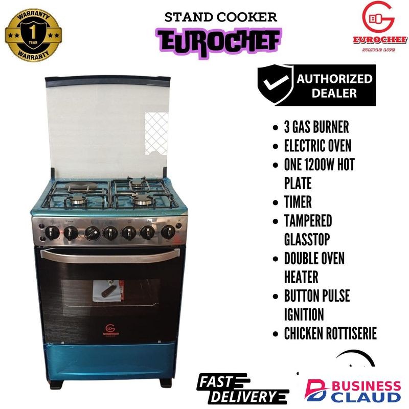 60*65 Eurochef Free Standing 3 Gas Burner +1 Electric Cooker With electric Oven
