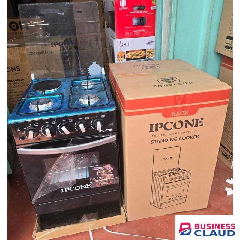 Free Standing Cooker with 3 Gas Burners, 1 Electric Hot Plate, and Electric Oven – 50×55