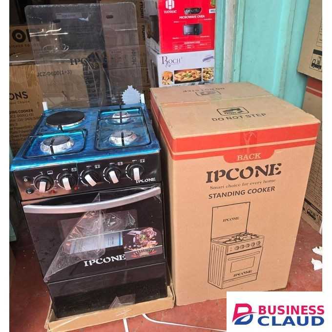 Free Standing Cooker with 3 Gas Burners, 1 Electric Hot Plate, and Electric Oven – 50×55