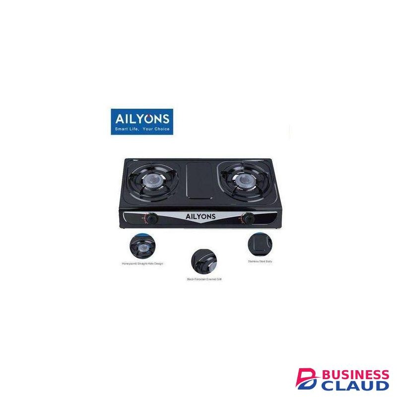 AILYONS 2 Burner Gas Cooker Stainless Steel Double Burner Gas StoveCooker Stainless Steel Double Burner Gas Stove