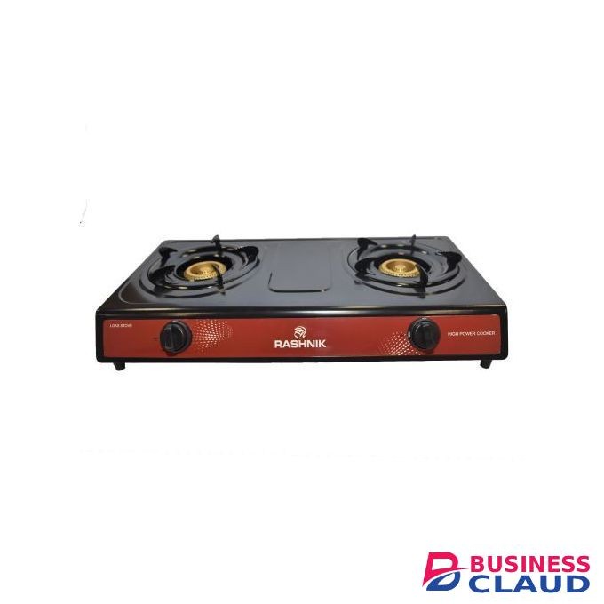 Rashnik Table Top Double Gas Cooker Stove Non-stick Stainless Steel