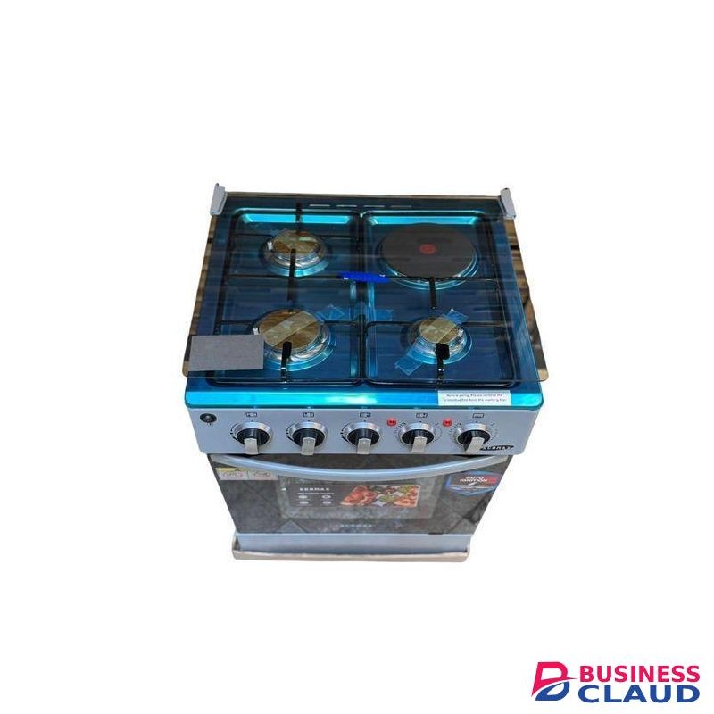Ecomax 3 Gas + 1 Electric Hot Plate Standing Cooker with Electric Oven with jet valve top lid with free gifts