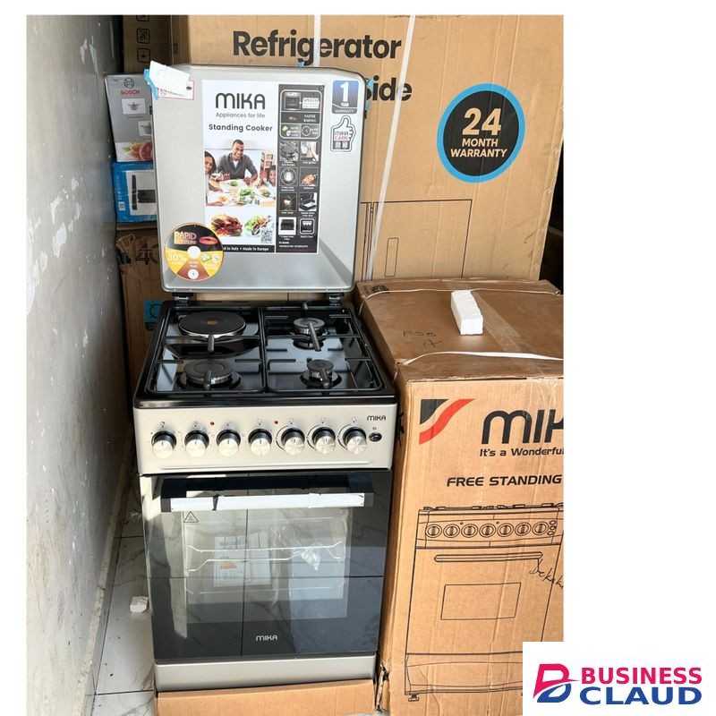 50x60cm Standing Cooker – 3 Gas Burners + 1 Electric Hotplate With Auto Ignition & Electric Oven