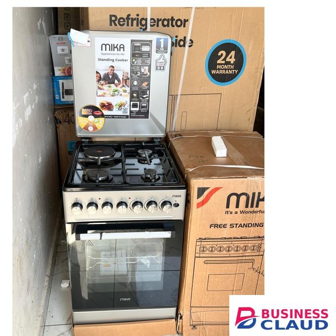 50x60cm Standing Cooker – 3 Gas Burners + 1 Electric Hotplate With Auto Ignition & Electric Oven