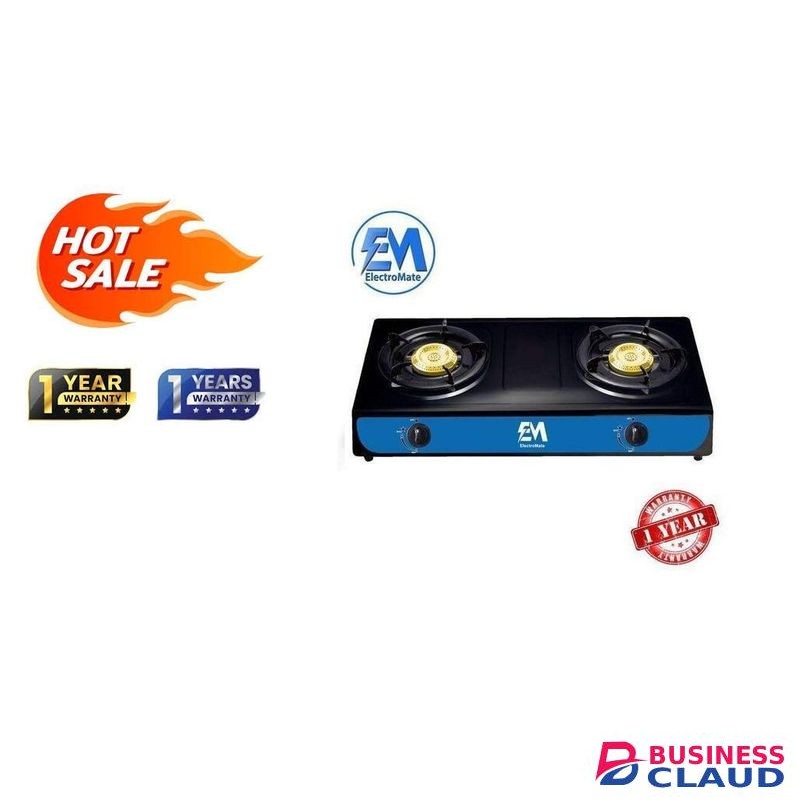ElectroMate New Arrival! Glass Double Burner Gas Cooker Portable Energy Saving Stove for Fast and Even Cooking Ideal for Home Kitchen Apartments and Outdoor Use