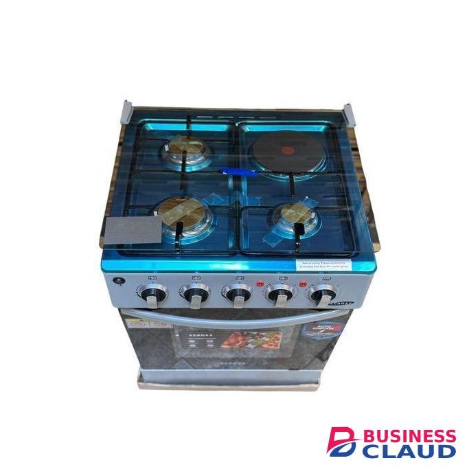 Ecomax 50 by 55 Free Standing Cooker – 3 Gas + 1 Electric Plate with Electric Oven 1 Year Warranty and free gifts