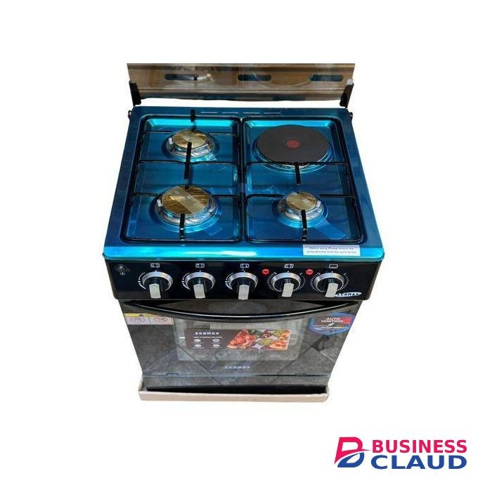 Ecomax 50 by 55 Free Standing Cooker – 3 Gas + 1 Electric Plate with Electric Oven 1 Year Warranty and free gifts