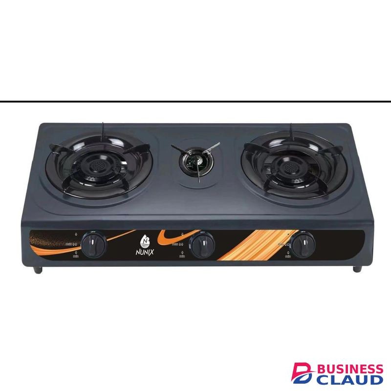 Nunix NunixST-002 Table Top Double Burner Gas Stove Cooker with Auto Ignition, Steel Top, Whirlwind Technology, Strong Galvanized Steel, Stylish Design, 2 Burner Cooking for Home and Kitchen