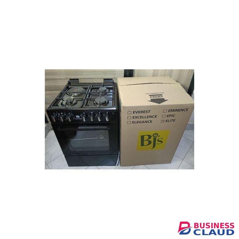 BJ's Standing Cooker - 60*60, 3 Gas Jet Burners + 1 Hot Plate,TURBO FAN,ROTISSERIE, ELECTRIC OVEN with Glass Top FREE GIFT