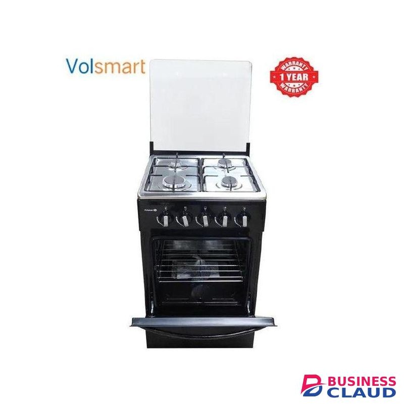 VOLSMART 4 Burners Full Gas Free Standing Cooker with Gas Oven and Jet Valve Gas Inlet