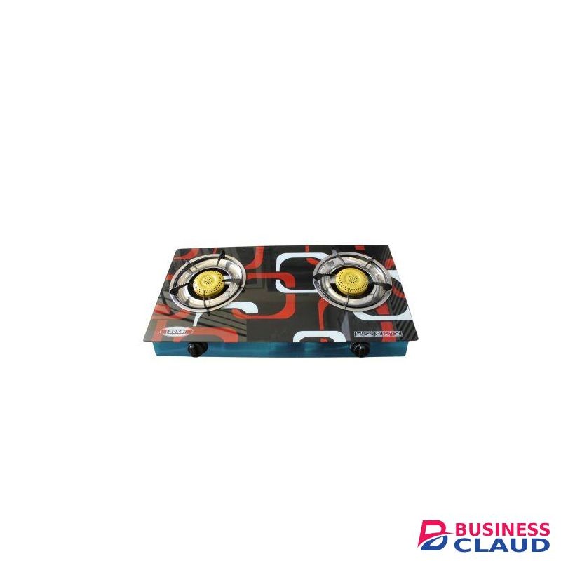 BOKO 2 Burner Glass Top Gas Cooker & Double Burner, (1YR WRTY) -Gas Efficient