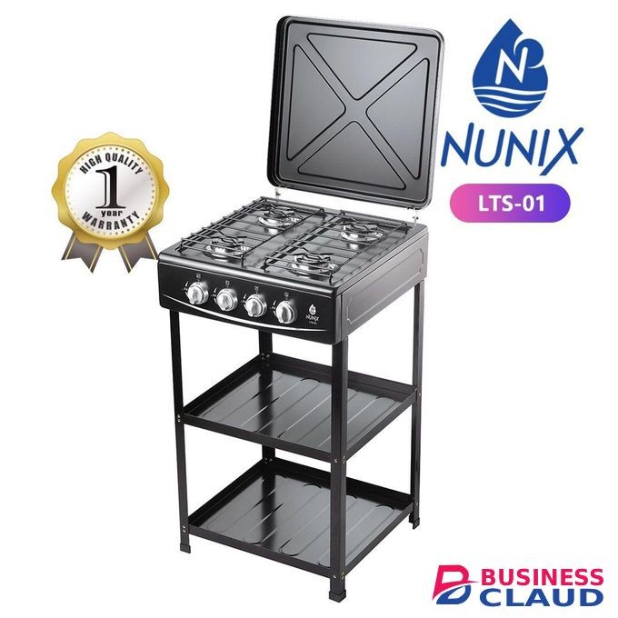 Free standing nunix gas cooker with shelves