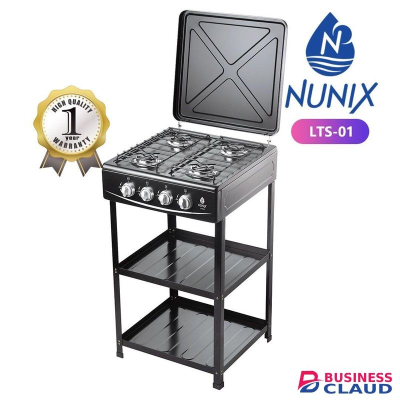 Free standing nunix gas cooker with shelves
