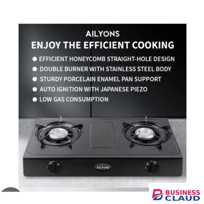 AILYONS 2 Burner Gas Cooker Compact Stainless Steel Tabletop Cooker with Efficient Flame Control for Home Kitchen Apartment and Outdoor Cooking