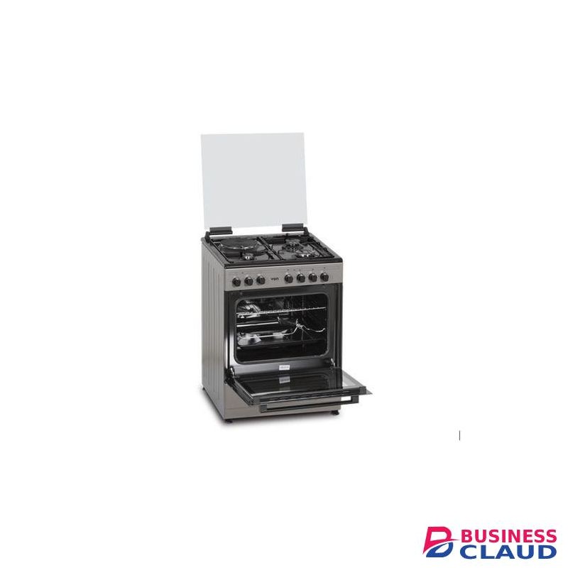 VON ELECTRIC COOKER Cooker 3 Gas + 1 Electric Grey Body with a black Hob