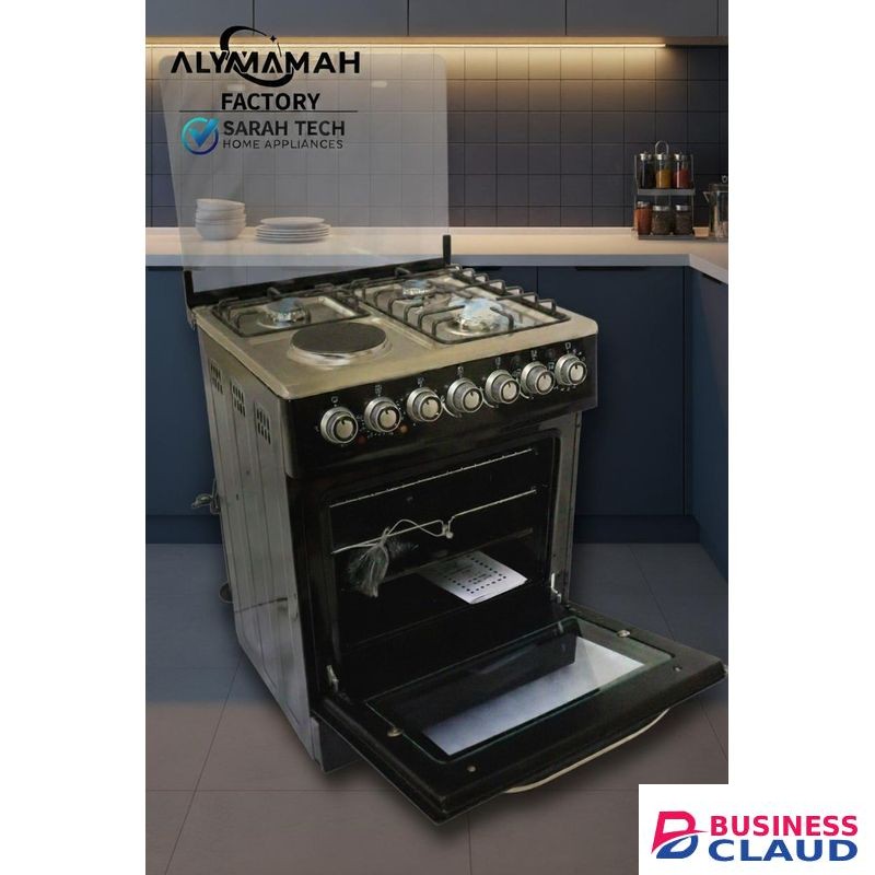 sarahtech Gas Cooker 4 burners (3 Gas + 1 Electric ) 50*55 cm - Black