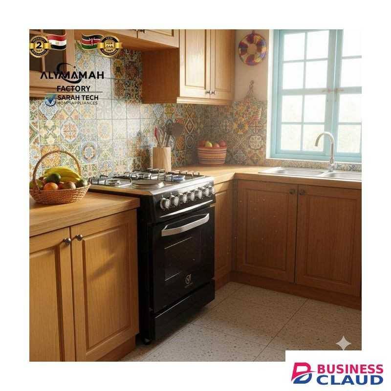 sarahtech Gas Cooker 4 burners (3 Gas + 1 Electric ) 50*55 cm - Black