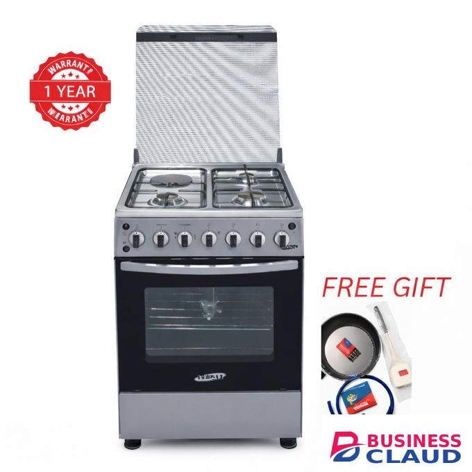 Ecomax LX-880, 3 Gas + 1 Electric 60*60 Freestanding Gas Cooker - Silver Grey
