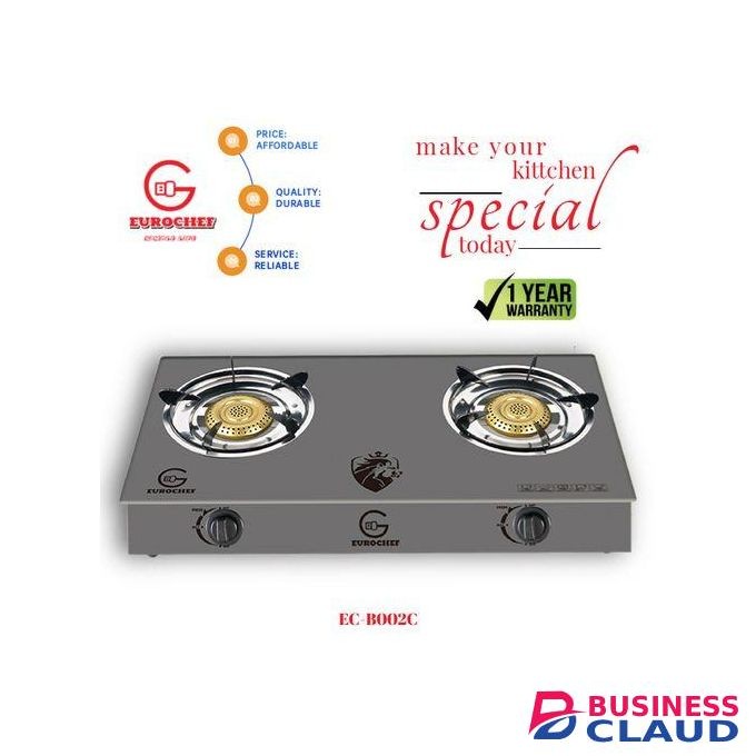 Glass Gas Stove, 2 Burners Gas Cooker, Table Top