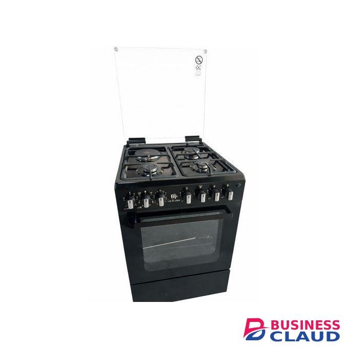 BJS Cooker, Elite 60x60 3+1 Electric/Gas Cooker ,Turbo Fan, CAST pan support - Oven 60L Capacity I-6011T Black