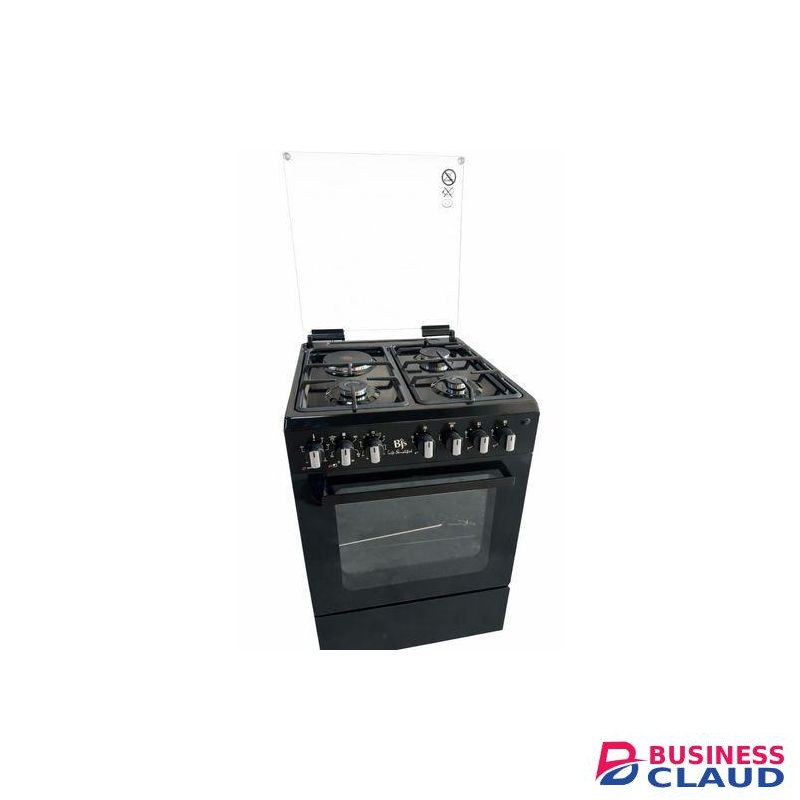 BJS Cooker, Elite 60x60 3+1 Electric/Gas Cooker ,Turbo Fan, CAST pan support - Oven 60L Capacity I-6011T Black