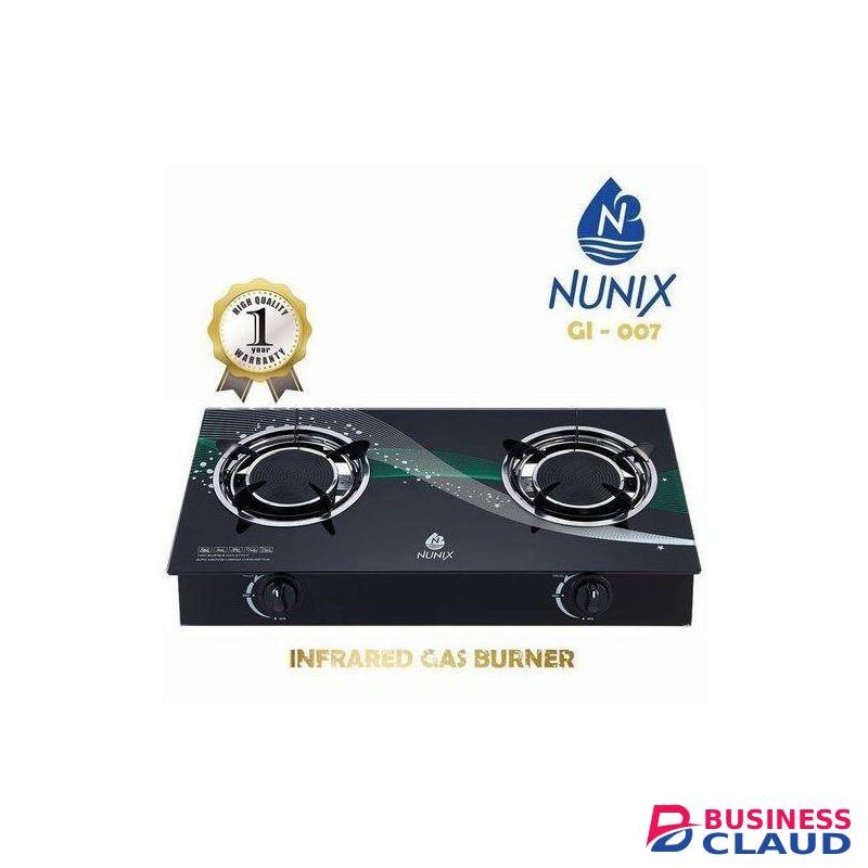 Nunix Low Gas Consumption Two Burner Glass Top Infrared Gas Stove