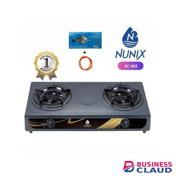 Nunix Top Double Burner Gas Stove Cooker + FREE Pipe & 6kg Regulator - recommended