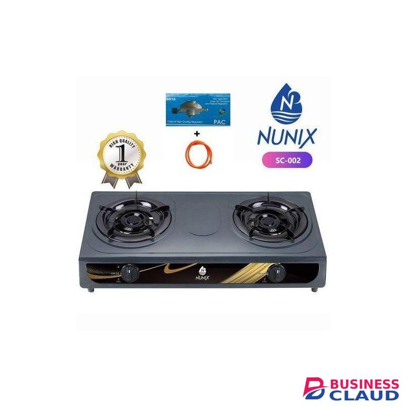 Nunix Top Double Burner Gas Stove Cooker + FREE Pipe & 6kg Regulator - recommended
