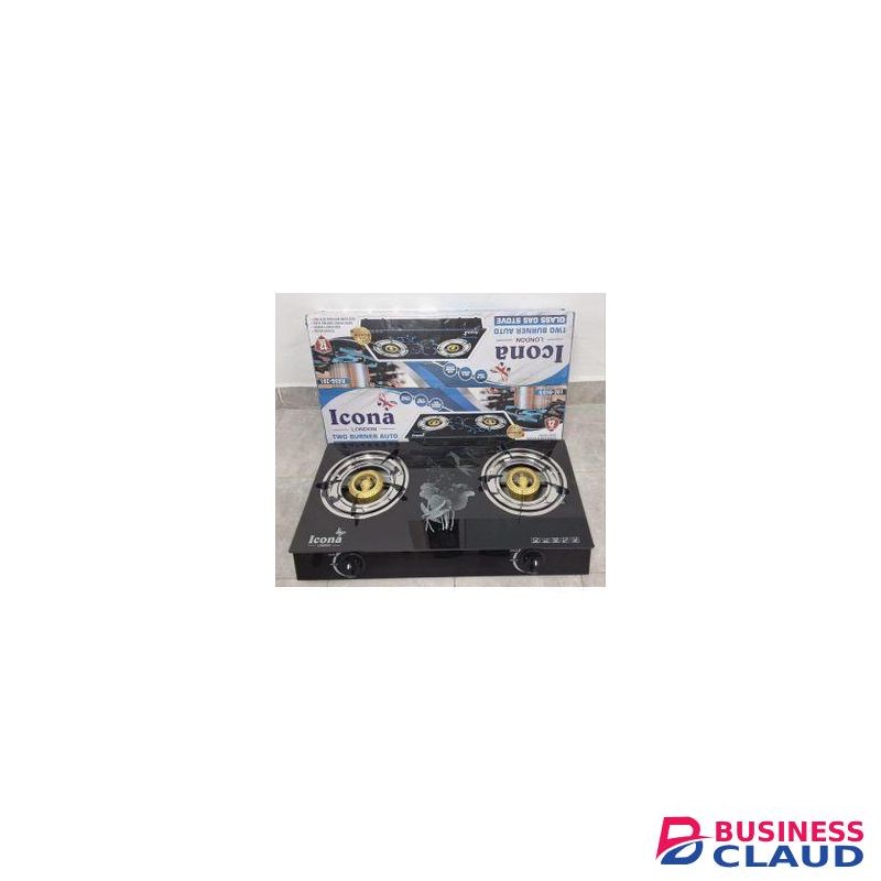 ICONA 2 burner gas stove glass top cooker