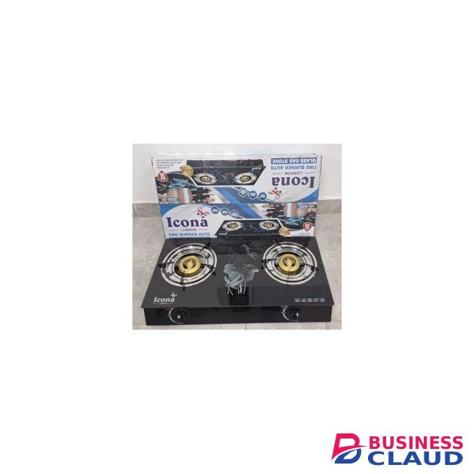ICONA 2 burner gas stove glass top cooker